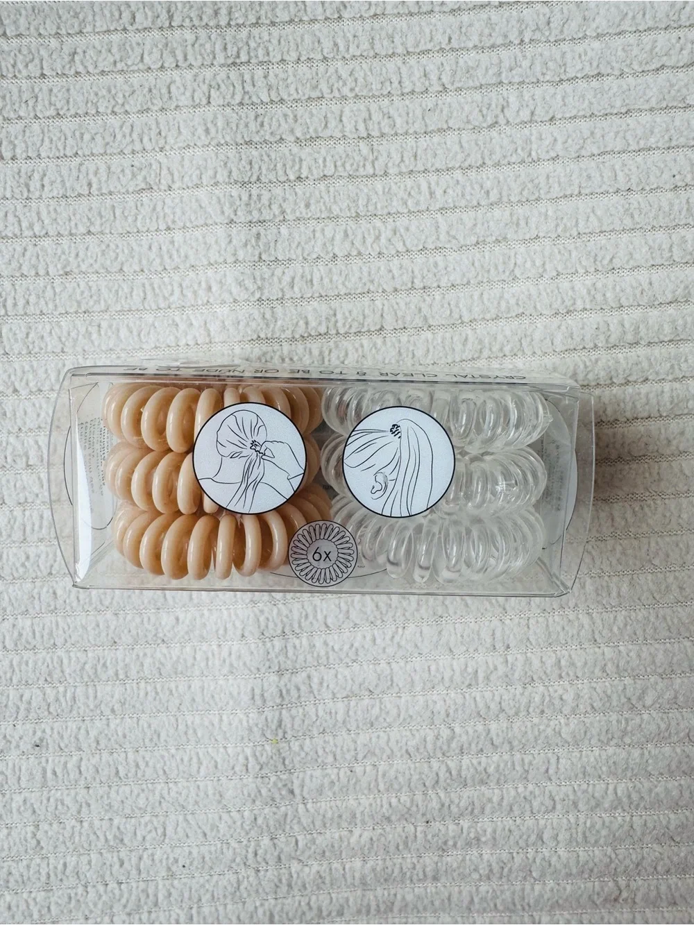invisibobble Original Traceless Hair Rings - Nude & Clear 6 spring hair ties